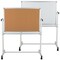 Emma and Oliver Reversible Mobile Cork Bulletin Board and White Board Stand with Pen Tray